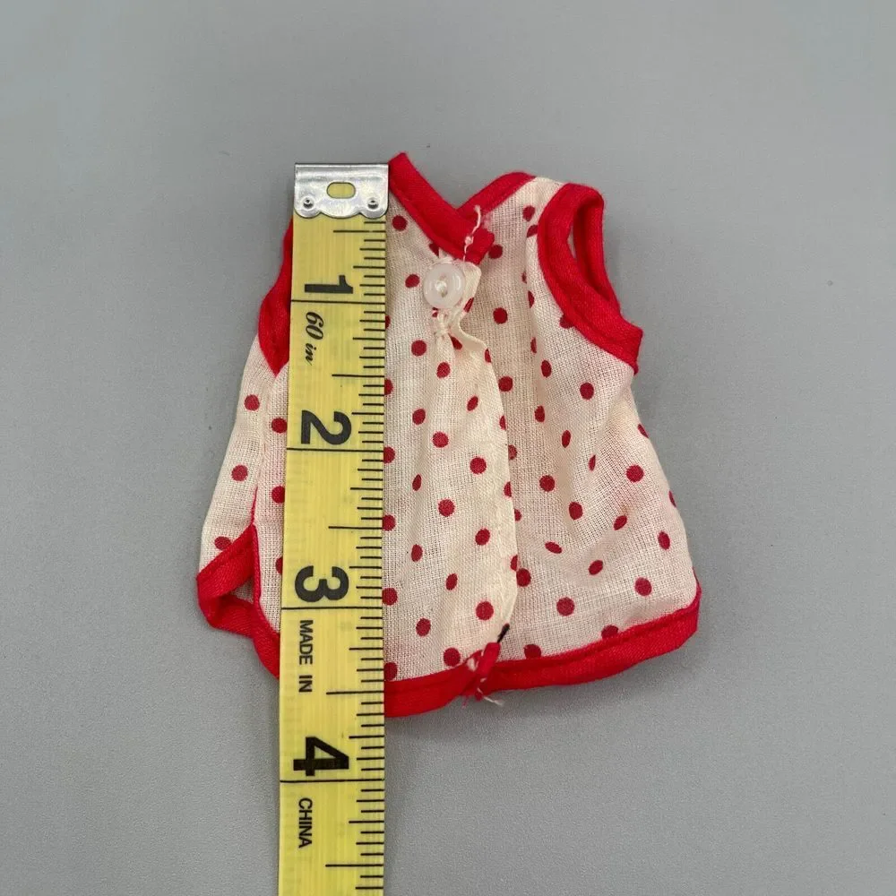 Vintage‎ Fashion Doll Clothes Tank Top 60s Red Polka Dot Handmade